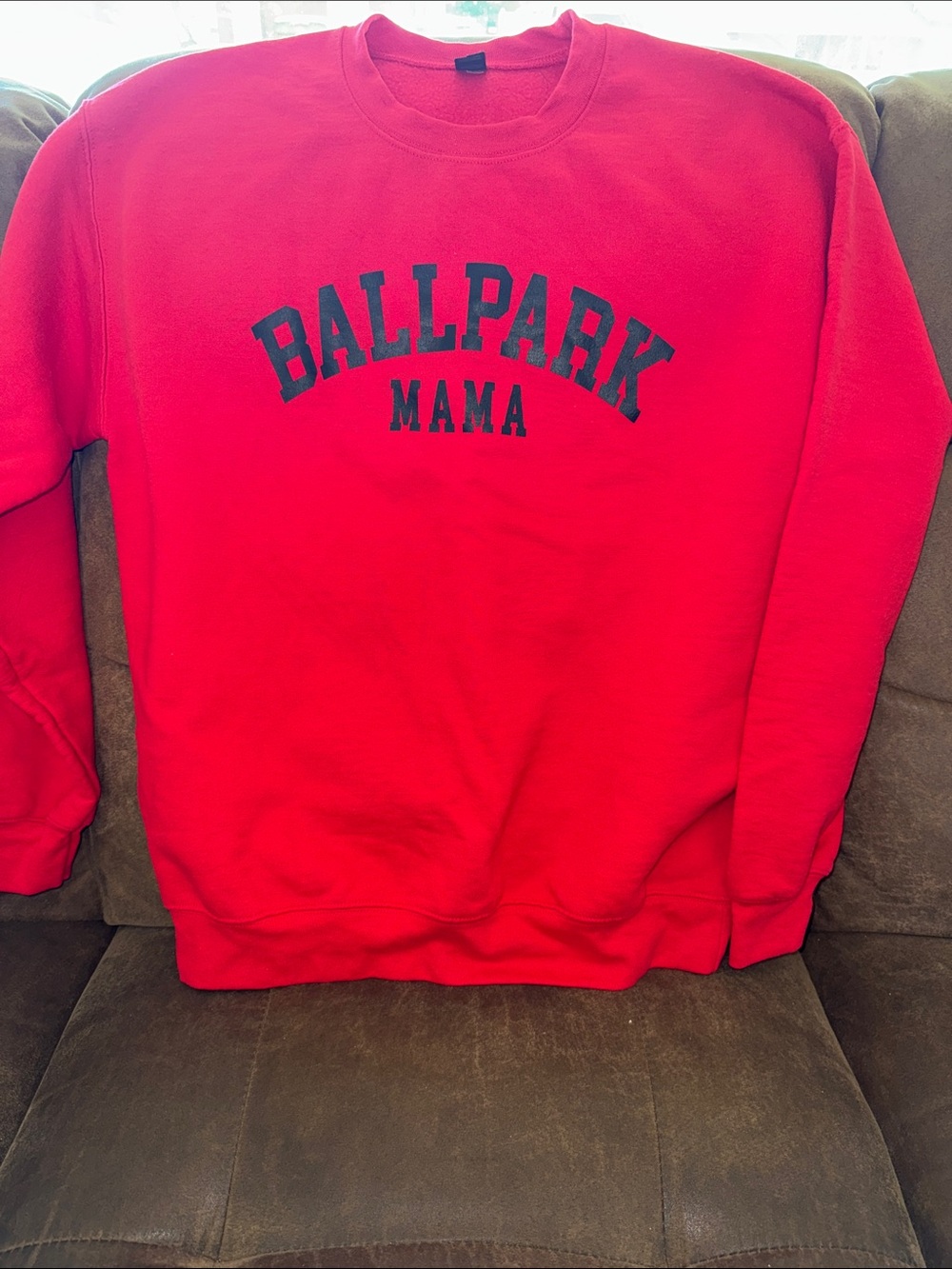 Red "Ballpark Mama" Crewneck Sweatshirt